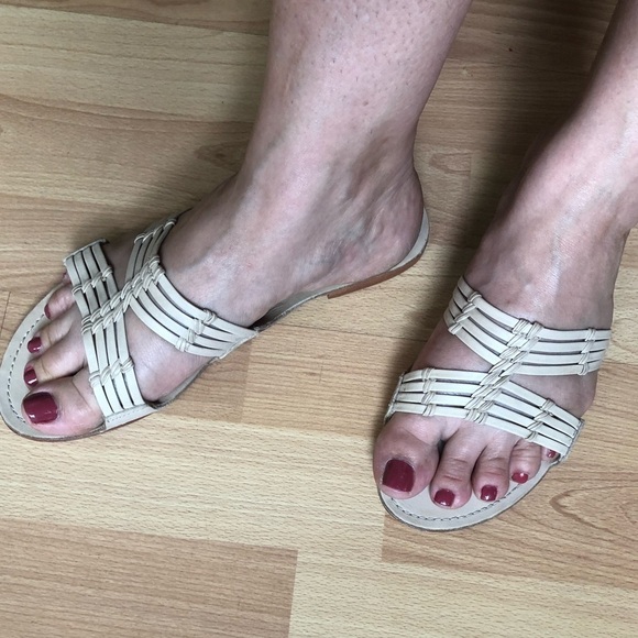 J. Jill cream leather sandals /slides strappy coastal old money classic chic - Picture 10 of 10